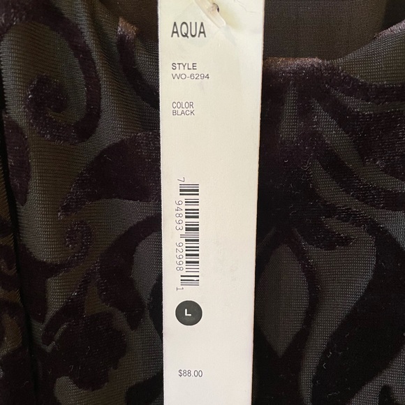 Aqua Black Velvet Print Dress Large - Picture 8 of 8